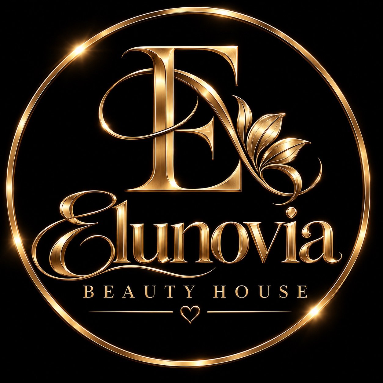 Elunovia Beauty House gold logo on black